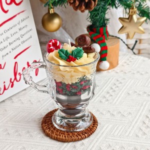 Christmas Dessert Style Scented Candle Glass <b>Cup</b> Hot Cocoa Shape Gingerbread Man Candy Ornament - Product Image 1