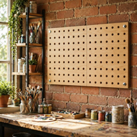 Panneau perforé rectangulaire en bois multifonctionnel, organisateur mural, étagère de rangement murale, panneau d'affichage modulaire design nuage, studio d'art