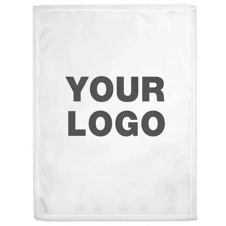 Jacquard Luxe Pluche Polyester Aangepaste Zachte Gescreend Geborduurde Print Bed Gooi Custom Logo Deken Met Logo