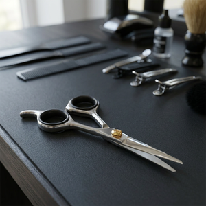 Ciseaux de barbier élégants de marque ASAP, lame en acier au carbone, manche en acier inoxydable, manche long, pour droitiers - Product Image 3