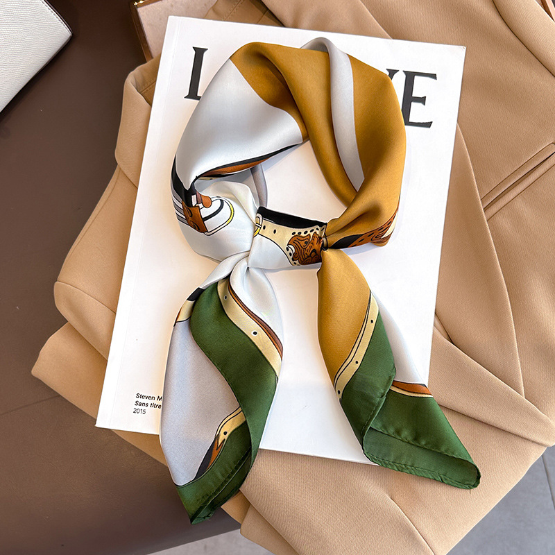 Pure Silk Foulard Carré Peinture à l'Huile Florale - Taille 53x53cm
