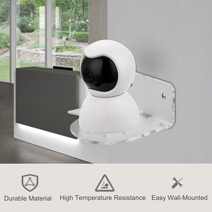Estante de pared de madera con tornillos adhesivos de acrílico transparente Soporte de cámara universal para soporte de exhibición de altavoz de vigilancia de seguridad - Product Image 3
