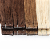Extensions de cheveux humains bruns lisses à bandes adhésives, non traitées, vietnamiennes, brutes, avec cuticules alignées, pour vente en gros