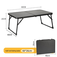 Table rectangulaire pliable en aluminium pour l'extérieur, résistante, à demi-pliable, en maille, haute capacité de charge, 60x30x26cm