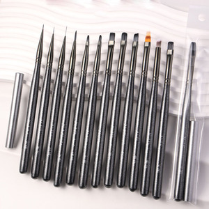 Pinceau à ongles gris à manche en bois, design floral ovale plat, pour French Manucure, 6mm 9mm 12mm, pour gel et liner ombré - Product Image 3