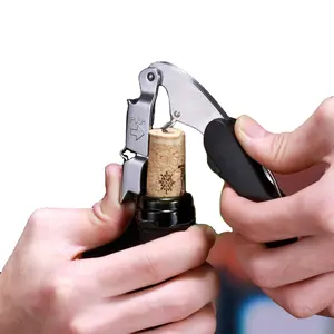 New style plastic handle stainless steel material Double Lever Hinged Waiters corkscrew wine bottle opener