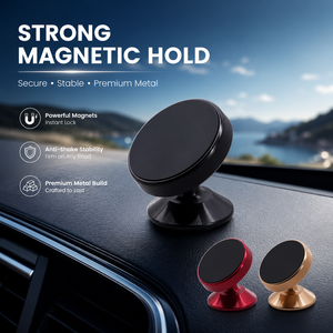 Soporte Minimalista para Teléfono con Ventosa para el Tablero del Automóvil, Base Adhesiva, Ajustable 360°, Universal, Fuerte, de Aleación de Aluminio - Product Image 1