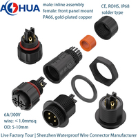 AOHUA câble d'alimentation électrique mâle femelle type de panneau connecteur de prise étanche 4 broches