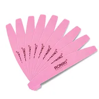RONIKI Label Pribadi Personalisasi 80/80 100/180 100 180 Pink Kuku Buffer Mini Setengah Bulan Kikir Kuku dengan Logo