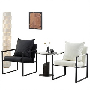 Iron Lounge <b>Chair</b> Single Seater Lounger Accent Armchair <b>Small</b> Space Modern Ergonomic- Leather Living Room - Product Image 4