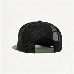 Gorra Trucker de 5 Paneles en Verde Oliva con Malla Negra en la Parte Trasera, Logotipo Personalizado ODM, Poliéster/Algodón, Ajustable, Casual para Exteriores - Product Image 6