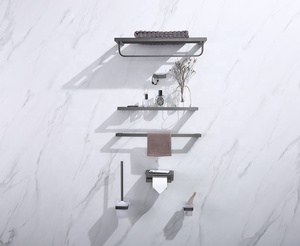 Single Bathroom Accessories Towel Bar <strong>Black</strong> Chrome and Stainless Steel <strong>Bath</strong> Towel <strong>Rack</strong> - Product Image 6
