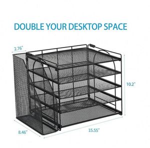 Metal Mesh Desk Organizers and Accessories 5 Tier <b>Paper</b> Organizer with <b>File</b> Holder Document Organizer China - Product Image 4