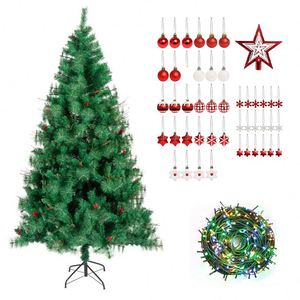 Sapin de Noël artificiel de haute qualité, pas cher, 2024, vert, en PVC PE&PVC mélangé, neuf, avec décorations - Product Image 2