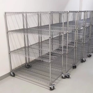 Antistatische Metallregale mit Rollen, Verstärktes Verchromtes Drahtgitter, Mehrstöckige Lagerregale für den Heimgebrauch in Lagerhallen - Product Image 1