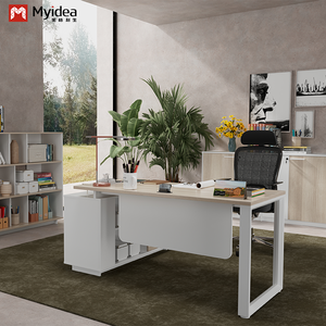 <span class=keywords><strong>Myidea</strong></span> Bureau de direction en L en bois massif avec sous-armoire et plusieurs pieds en acier pour immeuble de bureaux - Product Image 6