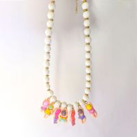 Summer Beach Holiday Cherry Chou Duck Necklace Acrylic Beaded Stainless Steel Cute Swimsuit Pendant Necklace for Women