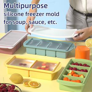 Bac à glaçons en silicone en gros avec couvercle et compartiment, facile à démouler, approuvé, sans BPA, sans danger pour les aliments, pour congélateur - Product Image 3