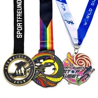 Médaille de marathon personnalisée en alliage de zinc, relief 3D, émail souple, médaille personnalisée, récompense sportive pour les participants aux défis virtuels, vente en gros