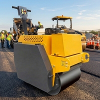 Compacteur vibrant portatif à double tambour en acier, à essence, petit rouleau compresseur pour le compactage de l'asphalte