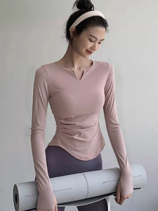 Haut de <span class=keywords><strong>yoga</strong></span> à manches longues pour femme, coupe ajustée, séchage rapide, idéal pour la course matinale et l'entraînement en salle de sport - Product Image 2