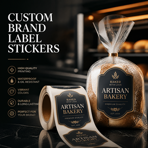 Autocollants personnalisés pour boulangerie artisanale, étiquettes oblongues, imperméables, autocollants en papier couché, impression numérique, qualité alimentaire - Product Image 1
