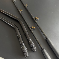 Canne à pêche à la traîne SEHOO en fibre de carbone pour gros gibier, canne à pêche en mer robuste à poignée courbée avec guides à rouleaux, personnalisable OEM