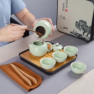 Juego de Té Portátil <span class=keywords><strong>Ding</strong></span> Kiln, Tetera y Taza de Cerámica con Recipiente para Té y Bandeja de Bambú, Kit de Té Completo para Regalo Empresarial o Souvenir - Product Image 3