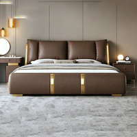 Lit de rangement moderne et confortable avec revêtement en cuir de qualité supérieure, taille Queen/King, certifié E0, directement de l'usine JUNYUHAO
