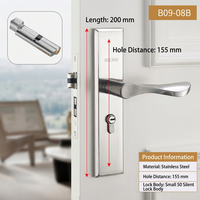 Poignée de porte en acier inoxydable 304, ensemble de serrure à mortaise, corps de serrure silencieux pour portes en bois d'intérieur