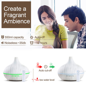 2020 New Arrivals 2019 Trắng Woodgrain 450Ml Độ Ẩm Không Khí Máy Lọc Hương Thơm Tinh Dầu Hương Khuếch Tán Hương Liệu Đèn LED - Product Image 3