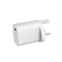 Chargeur de voyage USB-C PD 20W pour le Royaume-Uni, adaptateur secteur compact pour téléphone et écouteurs, certifié RoHS ETL FCC CE