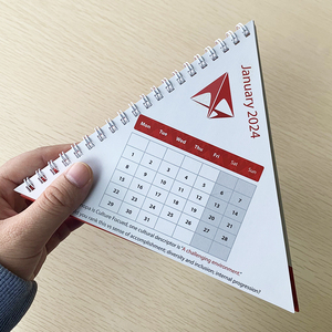 Promotional Custom Logo Printed Spiral Wire Monthly Stand Flip Long Unique Table Custom Desk 2025 Calendar