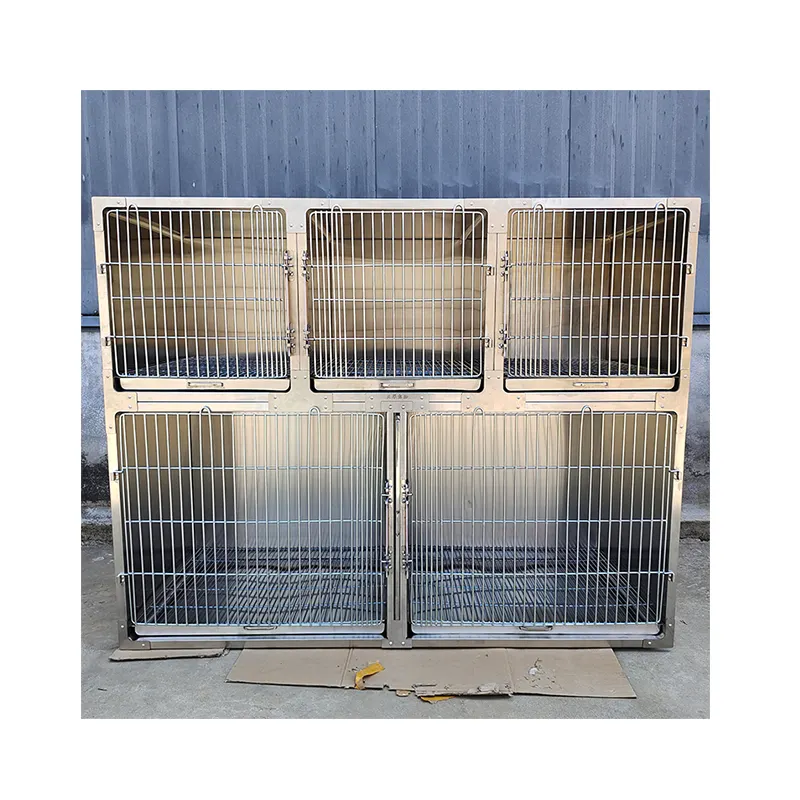 High Quality Kennel Pet Dog Cages Veterinary Cages Stainless Steel Cat Dog Cage 4 Wheels