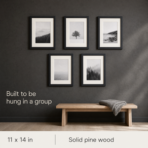 Cadre <span class=keywords><strong>photo</strong></span> en bois <span class=keywords><strong>de</strong></span> pin massif 11x14 pouces avec passe-partout, cadre <span class=keywords><strong>photo</strong></span> fin noir nordique moderne pour décoration murale <span class=keywords><strong>de</strong></span> galerie - Product Image 4