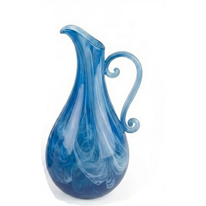 Carafe classique en acrylique bleu à motif tourbillonnant, avec longue poignée, réutilisable, pour servir les boissons, décoration de mariage et de fête, artisanale, finition haut de gamme - Product Image 1