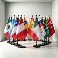 Drapeau de table pour réunion d'affaires, drapeau de pays personnalisé pour affichage de bureau, mât de drapeau en fibre de verre imprimé numériquement