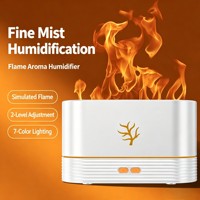 Humidificateur d'aromathérapie à flamme de bureau, lumière LED à 7 couleurs changeantes, 2 modes de pulvérisation, diffuseur d'huiles essentielles silencieux, USB, utilisation en voiture, hôtel