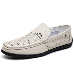 Mocasines de cuero para hombre, con punta redonda, sin cordones, forro de malla transpirable, suela de goma, zapatos casuales para todas las estaciones - Product Image 5