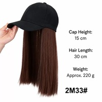 Casquette de baseball 22 pouces avec perruque en cheveux synthétiques réglable, styles raides et ondulés pour femmes