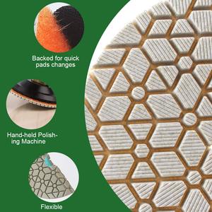 Tampon de <span class=keywords><strong>polissage</strong></span> flexible hybride diamanté JDK 4 pouces (100 mm) à 3 étapes pour granit, quartz, marbre, pierre technique, <span class=keywords><strong>polissage</strong></span> humide/sec pour sols - Product Image 5