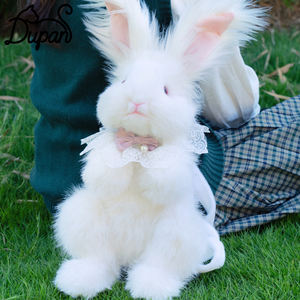 Mochila de Peluche de Conejo Angora Blanco Unisex DUPAN con Cierre de Cremallera Doble en los Hombros, Juguete de Peluche de Conejo - Product Image 1