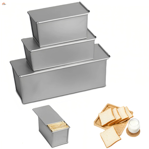 Molde para pan <span class=keywords><strong>Pullman</strong></span> rectangular XLT con tapa, caja de molde para pan tostado de acero de aluminio, caja para hornear panadería comercial de varios tamaños, Pan-900g - Product Image 1