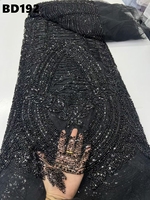 Tissu en dentelle marron à sequins et perles, brodé, prix d'usine, pour robe de soirée de Dubaï