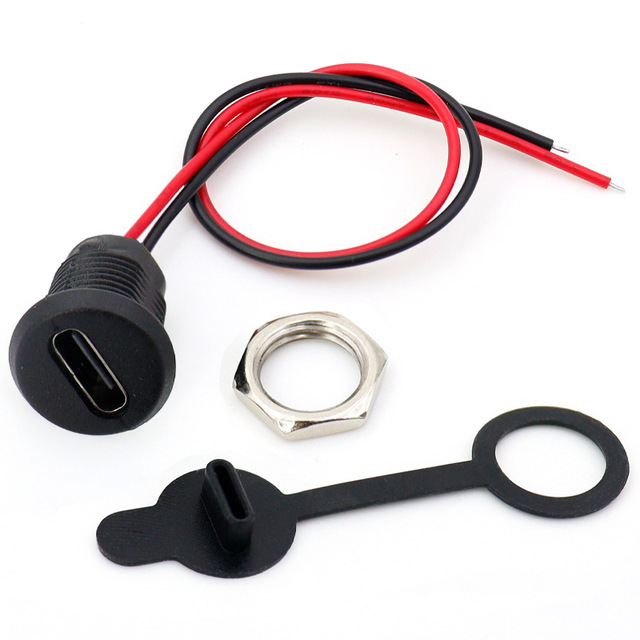 Type-C Waterproof Female Socket Phone Charging USB Snap-Lock Plate TPC2P Fast-Charging Pure Copper PVC Power Interface Nut