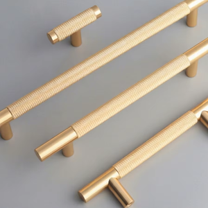 Light-luxury Gold Aluminum Alloy Wardrobe <strong>Door</strong> Handle Nordic Modern Minimalist Drawer Cabinet Wine Cabinet Round-bar Knurled - Product Image 1