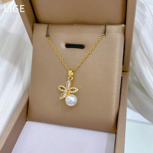 Pendientes de Perlas con Diseño Floral G 2026, Pendientes de Perlas de Agua Dulce con Circonita y Aleación Vintage, Juego de Pendientes y Collar con Flores, Regalo de Boda - Product Image 4