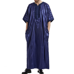Thobe musulman simple, vêtement islamique Abaya, longue tunique Kaftan, <span class=keywords><strong>Roba</strong></span> arabe pour hommes avec poches zippées - Product Image 2