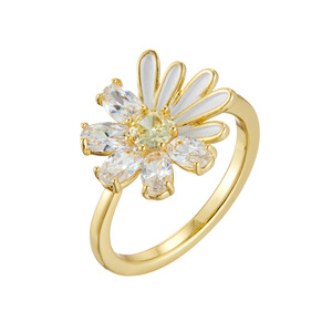 Daisy Flower Zircon Open Ring Adjustable Sweet Cute Jewelry Gift For Women Index Finger - Product Image 5