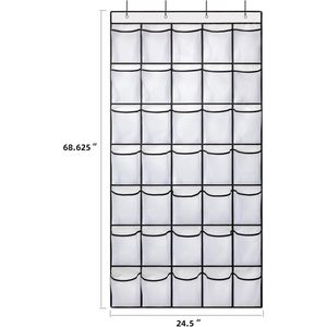 Organizador de zapatos con 35 bolsillos para colgar sobre la puerta, almacenamiento de malla para zapatos detrás de la puerta, montaje en pared, color blanco - Product Image 3